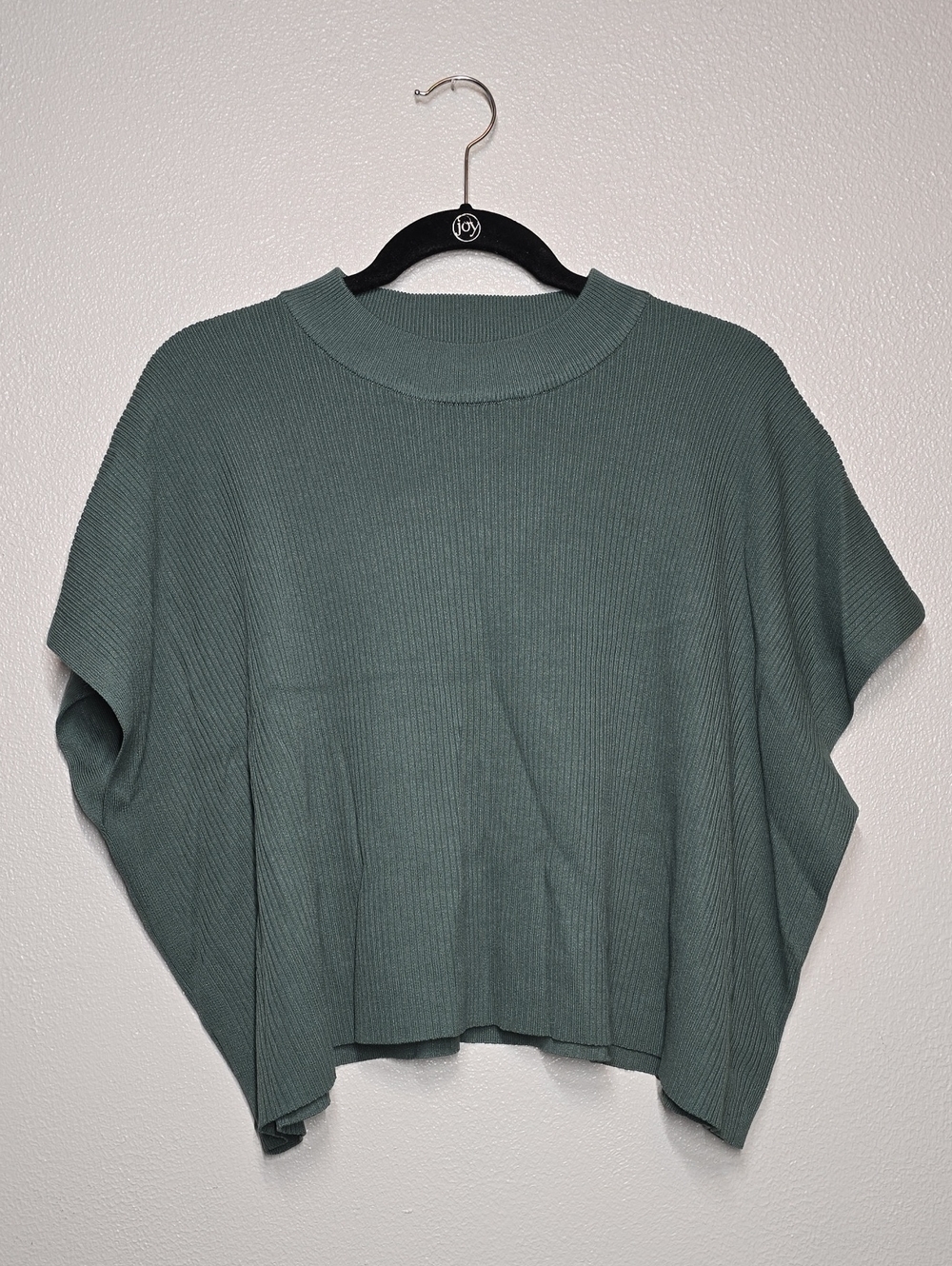 Boxy Ribbed Crewneck Sweater - Green